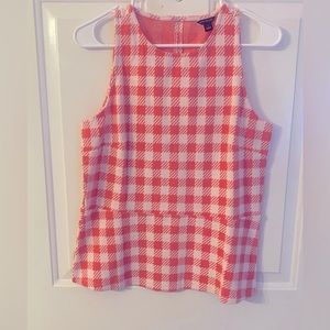 NWT💖 Pink Ann Taylor Gingham Peplum Top